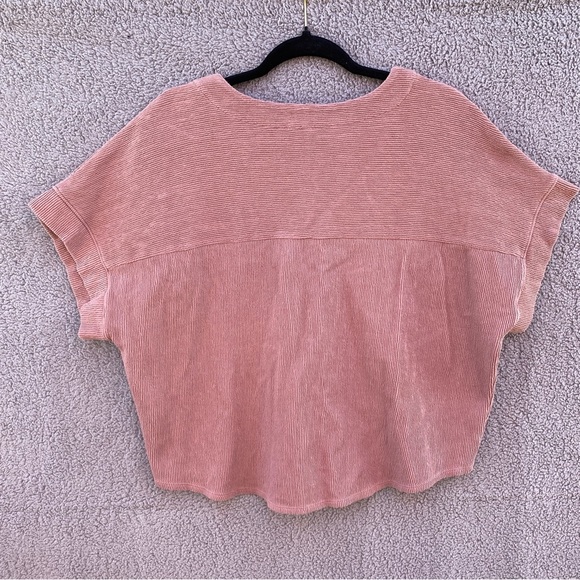 Madewell Blush Pink Ottoman Jacquard V-Neck Boxy Top Sz XL - Picture 4 of 8